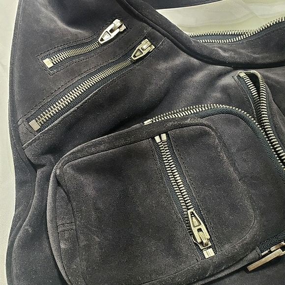 Alexander Wang Eniko Gunny Sack in Navy Suede. - Picture 2 of 8